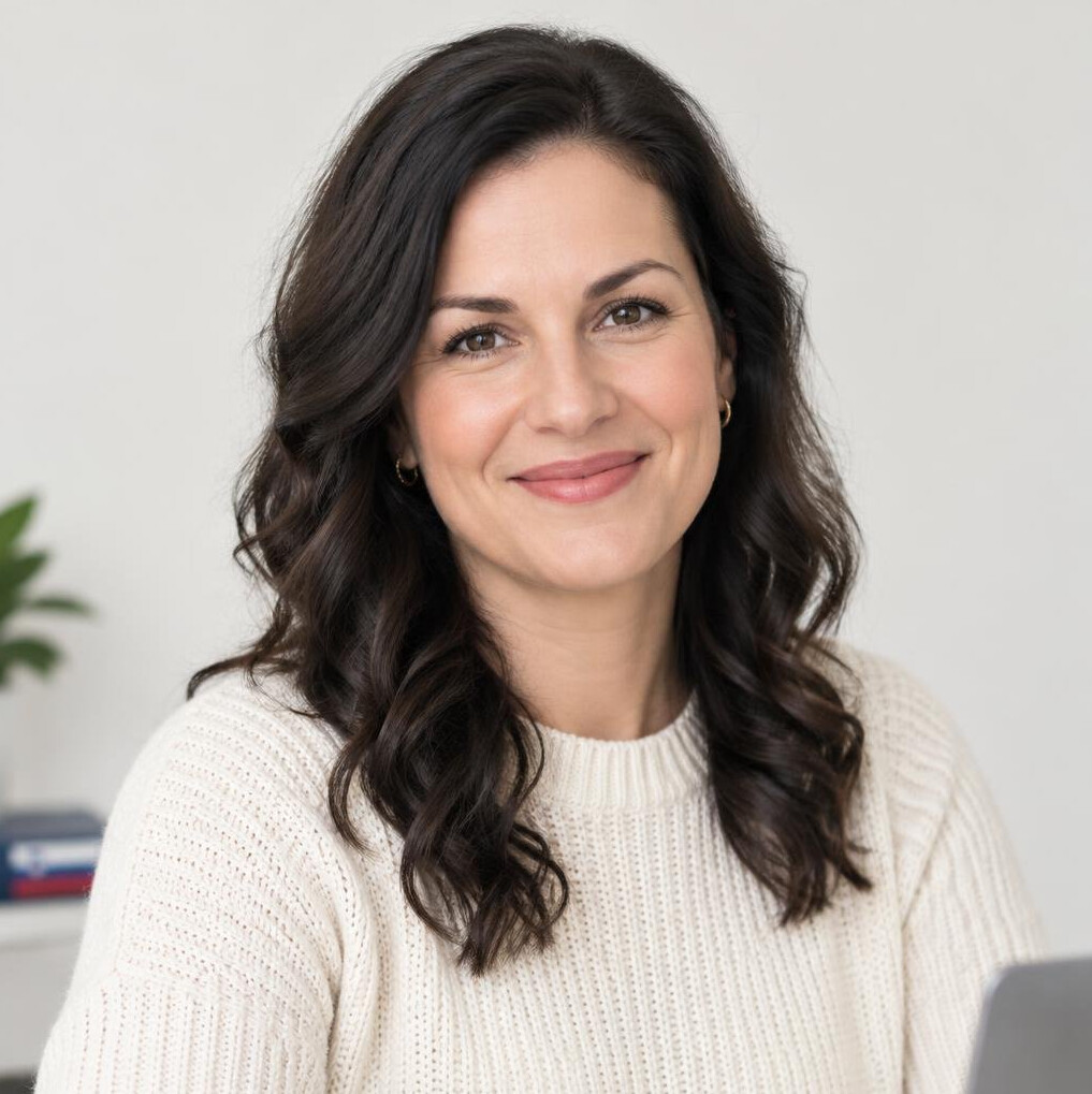 Portrait of a smiling woman with dark hair